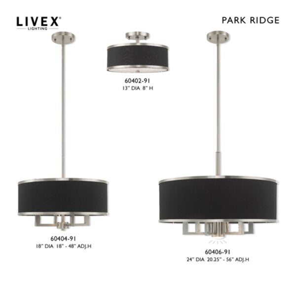 Park Ridge 2 Light Brushed Nickel Ceiling Mount