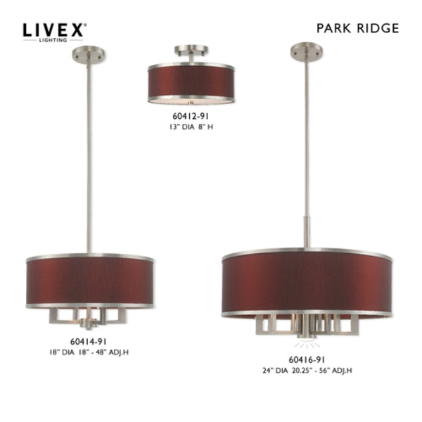 Park Ridge 4 Light Brushed Nickel Pendant Chandelier