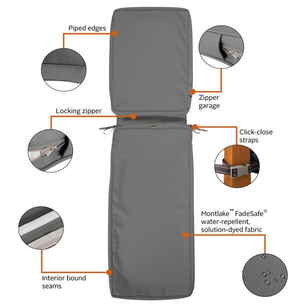Montlake Light Charcoal Patio Cushion Slipcover, 74