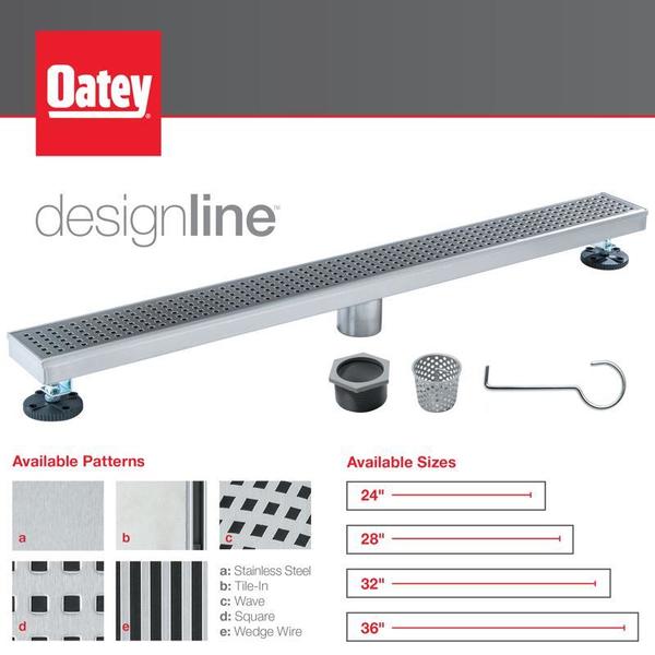 Designlineâ¢ 24 in. Stainless Steel Linear Shower Drain Tile-in Grate