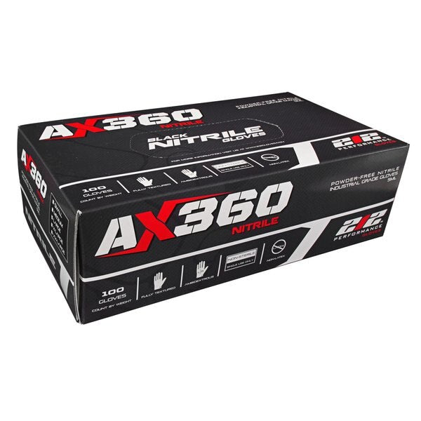 Disposable Gloves, Nitrile, Powder Free, Black, 2XL, 100 PK