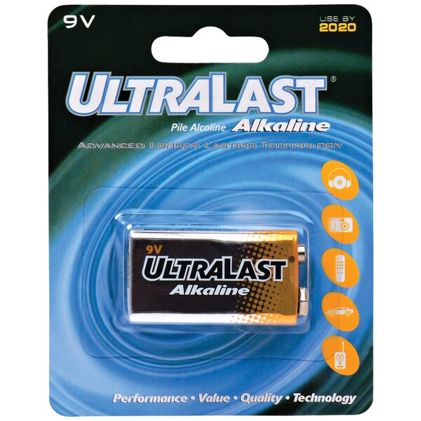 Battery 9 Volt Alkaline Ultralast 9 Volt alkaline Battery