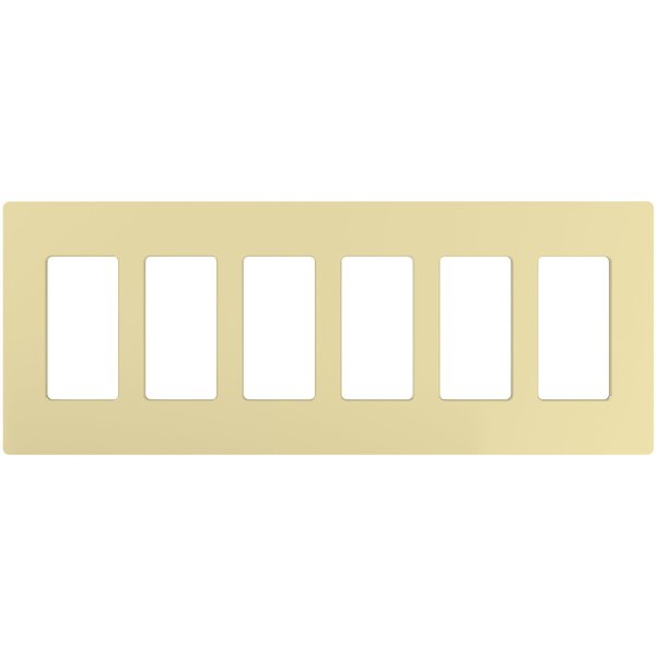 Designer Wall Plates, Number of Gangs: 6 Thermoset, Gloss Finish, Ivory