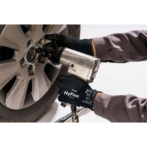 Hyflex Cut-Resistant Coated Gloves, A7 Cut Level, Palm Dipped, Foam Nitrile, Black, L, 1 Pair