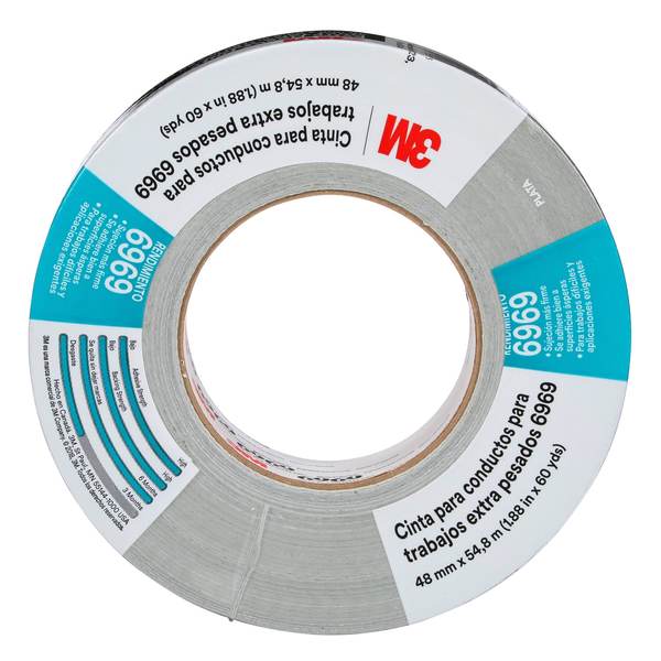 Duct Tape, 2 In x 60 yd, 10.5 mil, Silver