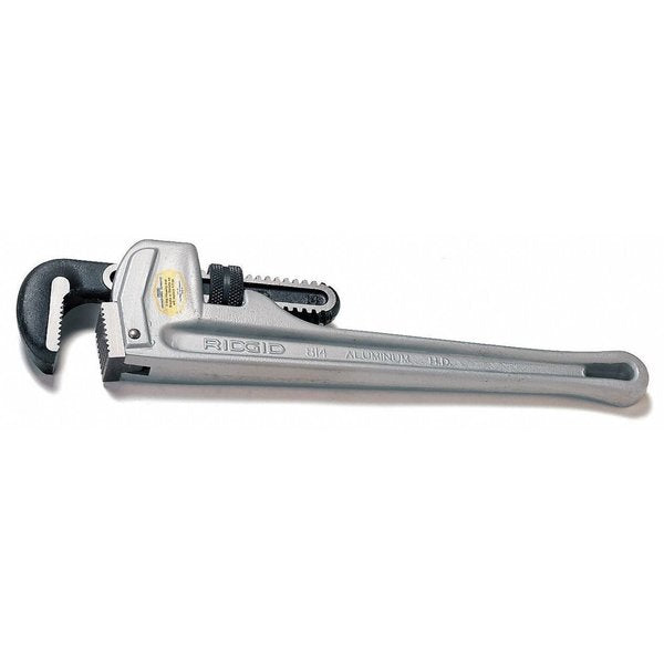 Straight Pipe Wrench: 18 in Length, 2 1/2 in Jaw Capacity, Aluminum, Serrated, Tether Capable