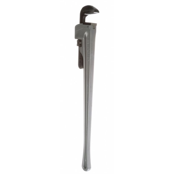 Pipe Wrench, Straight, Aluminum, 36 in L, 5 in Jaw Capacity