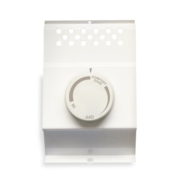 Electric Baseboard Heater Thermostat, 2 Poles, White, Powder Coated White Paint, 120/208/240V