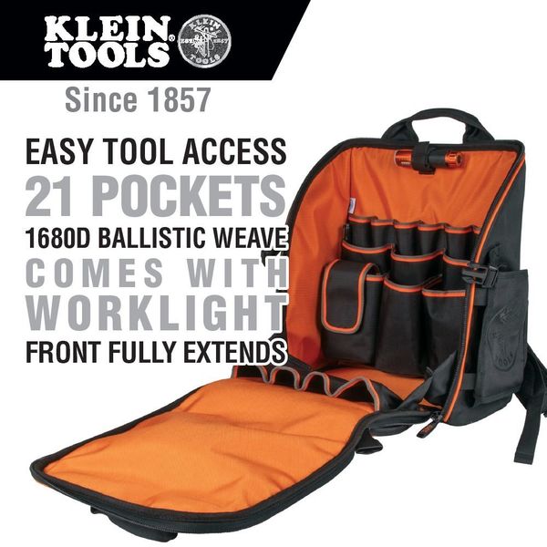 Tradesman Proâ¢ Tool Station Tool Bag Backpack with Work Light