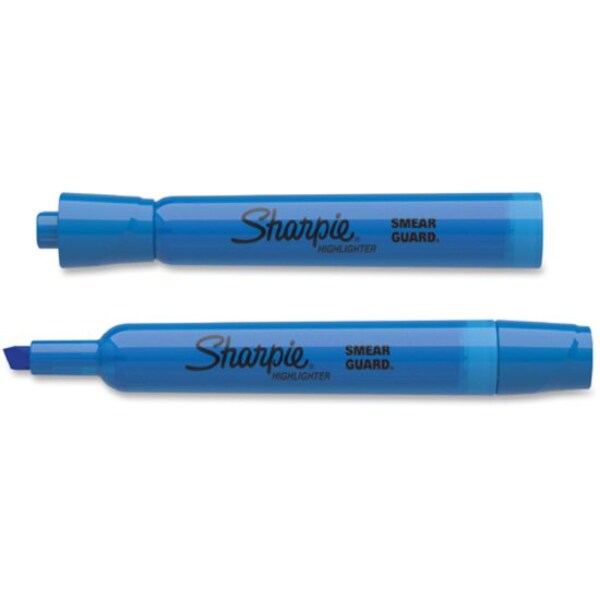 Smear Guard Highlighter, Chisel Tip Blue PK12