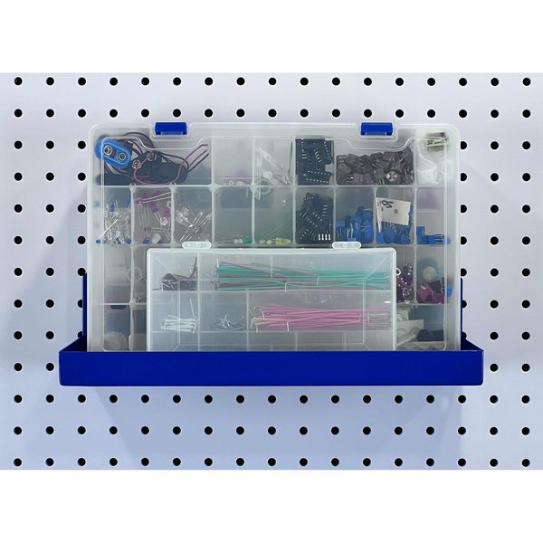 12 In. W x 6 In. D Blue Epoxy Coated Steel Shelf for 1/8 In. and 1/4 In. Pegboard