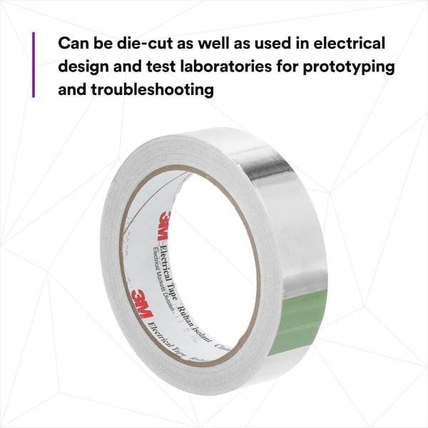 EMI Shielding Tape, 2 x 54 ft, Silver, PK5