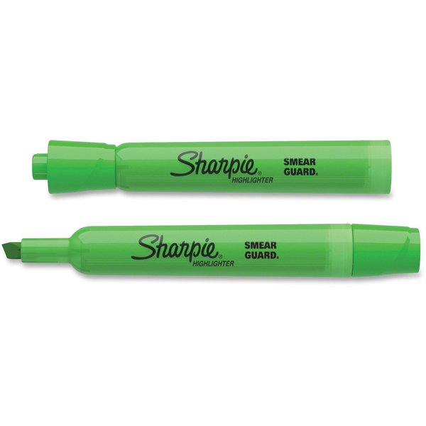 Smear Guard Highlighter, Chisel Tip Fluorescent Green PK12