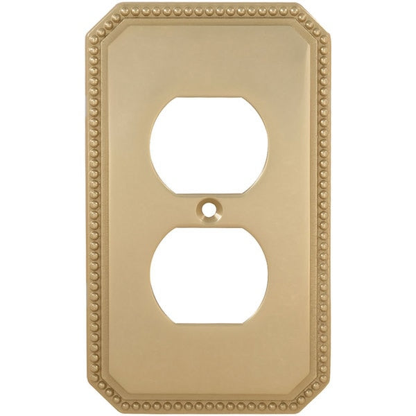 Duplex Receptacle Beaded Switch Plate, Number of Gangs: 2 Solid Brass
