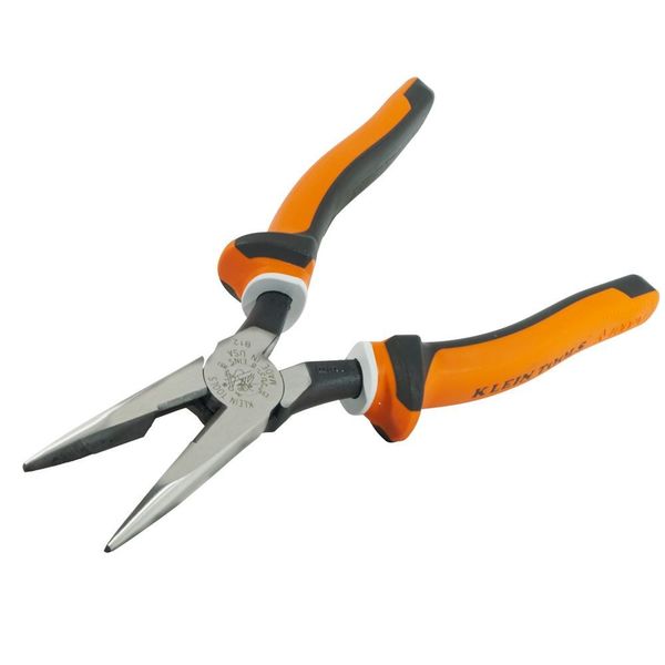 8 49/64 in Long Nose Plier, Side Cutter Ergonomic Handle
