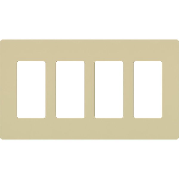 Designer Wall Plates, Number of Gangs: 4 Thermoset, Gloss Finish, Ivory