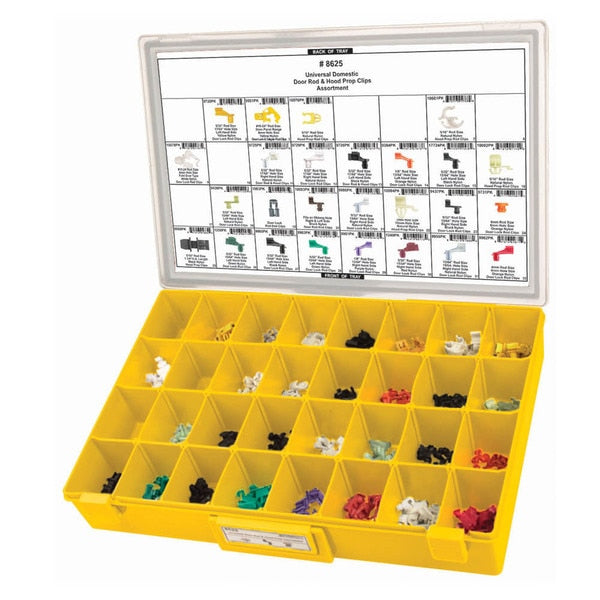 Door Rod/Hood Prop Assort Adj Ylw Tray W/Clr Lid