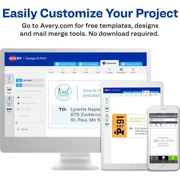 AveryÂ® Easy PeelÂ® Address Labels, Permanent Adhesive, 1