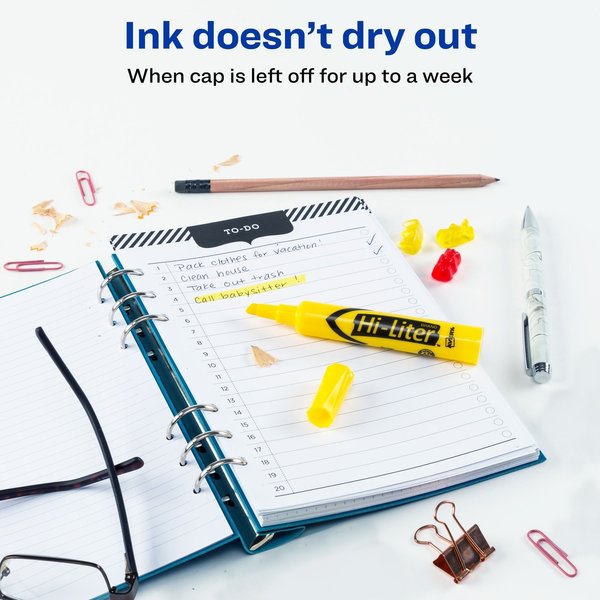 Desk-Style Highlighter, Yellow, Smear Safe Nontoxic
