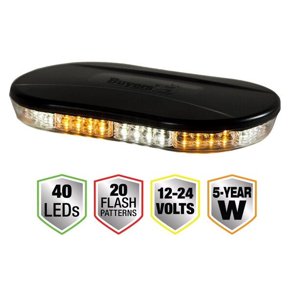 Mini Light Bar, Oval, Amber/Clear, 40 LED