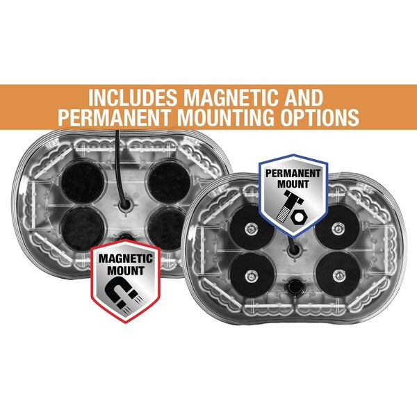 Mini Light Bar, Oval, Amber/Clear, 40 LED