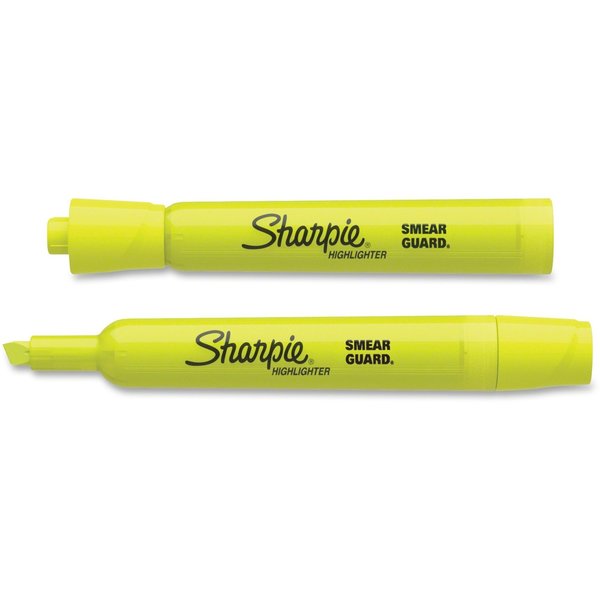 Smear Guard Highlighter, Chisel Tip Fluorescent Yellow PK12