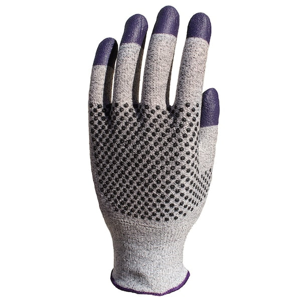 G60 Purple Nitrile Cut Resistant Gloves, Grey/Black, Purple Fingertips, Ambidextrous, M, 1 Pair