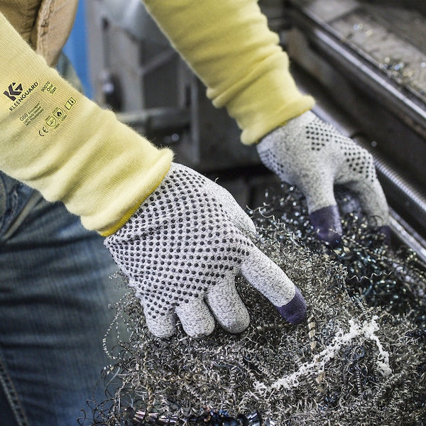 G60 Purple Nitrile Cut Resistant Gloves, Grey/Black, Purple Fingertips, Ambidextrous, M, 1 Pair