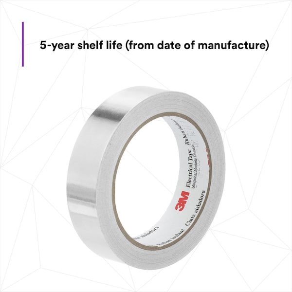EMI Shielding Tape, 2 x 54 ft, Silver, PK5