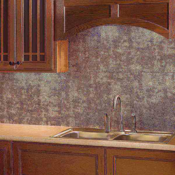 Fasade 18in x 24in Hammered Bermuda Bronze Backsplash Panel 5pk