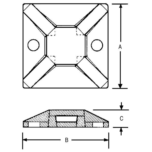 Mntg Base, Cable Ties, 6/6, Nylon, Nat, 0.75