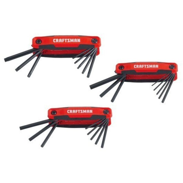 Folding Hex Key Set, 25-Key, PK3