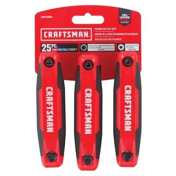 Folding Hex Key Set, 25-Key, PK3