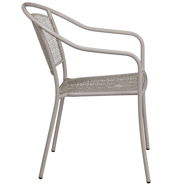 Light Gray Steel Patio Arm Chair with Round Back