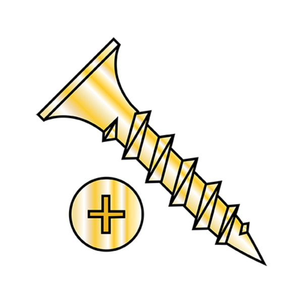 Drywall Screw, #10 x 4 in, Steel, Flat Head Phillips Drive, 500 PK