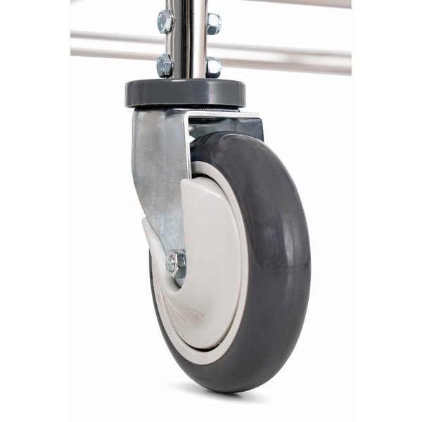 Wire Utility Cart with Double Pole Rack, 2.5 Bushel, Chrome