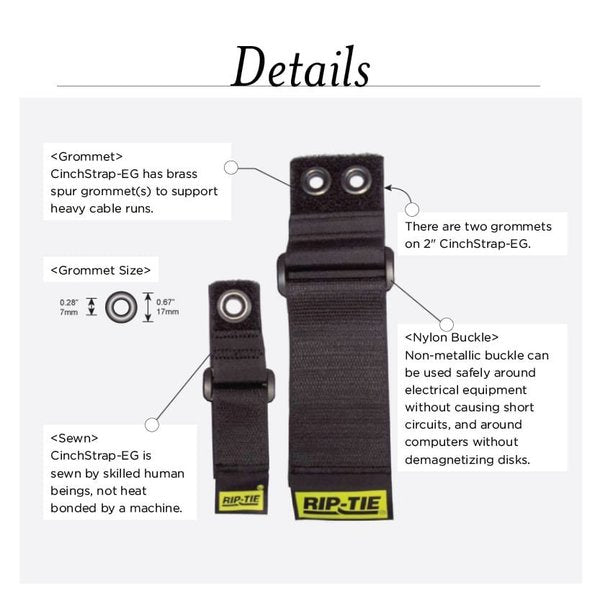 Back-to-Back Strap, No Adhesive, 22 in, 1 in Wd, Black, 2 PK