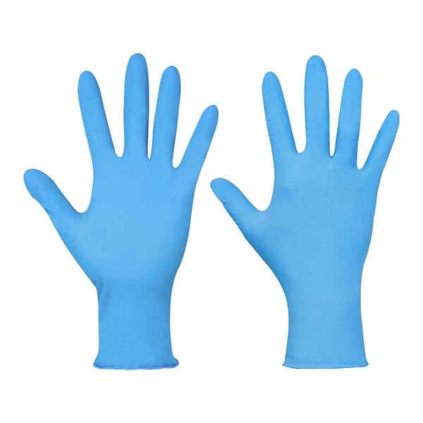 Disposable Gloves, Nitrile, Powder-Free, 3 mil, Blue, Medium (Size 8), 100 Pack
