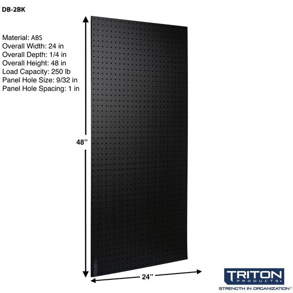 (2) 24 In. W x 48 In. H x 1/4 In. D Black ABS Textured Pegboards with 1/4 In. Hole Size