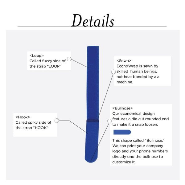 Back-to-Back Strap, No Adhesive, 7 in, 3/4 in Wd, Black, 20 PK