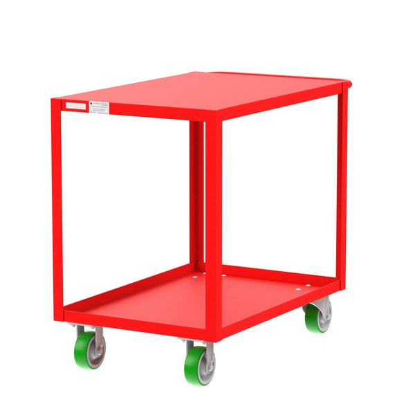 Flush-Top Utility Cart, Two Shelf, 24x36
