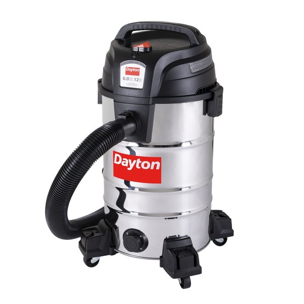 Vacuum, 12 gal Tank Size, Stainless Steel, 2 1/2 in Vacuum Hose Dia., 114 cfm, Corded