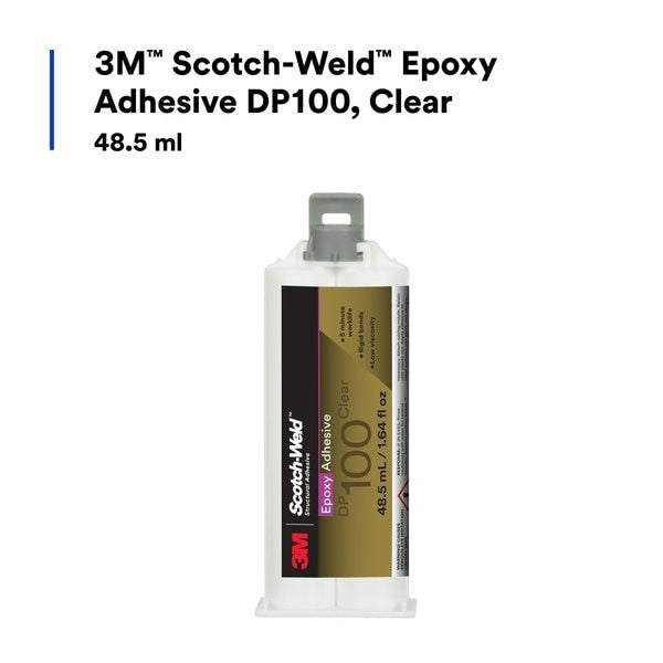 Epoxy Adhesive, DP100 Series, Clear, 1:01 Mix Ratio, 20 min Functional Cure, Dual-Cartridge