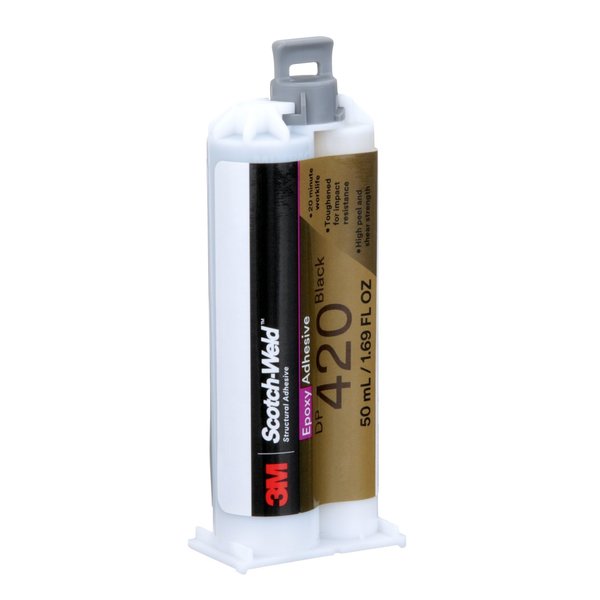 Epoxy Adhesive, DP420 Series, Black, 2:01 Mix Ratio, 2 hr Functional Cure, Dual-Cartridge