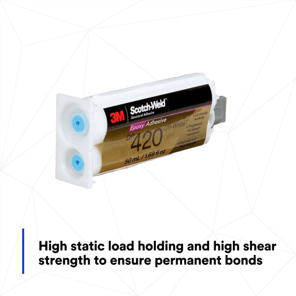 Epoxy Adhesive, DP420 Series, Off-White, 2:01 Mix Ratio, 2 hr Functional Cure, Dual-Cartridge