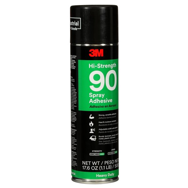 Spray Adhesive, 24 fl oz, Aerosol Can, Clear, Hi-Strength 90