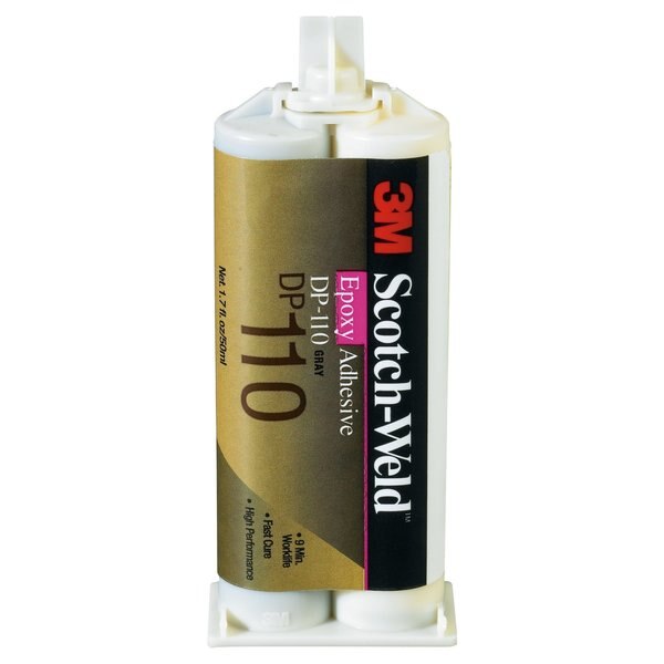 Epoxy Adhesive, DP110 Series, Gray, 1:01 Mix Ratio, 20 min Functional Cure, Dual-Cartridge