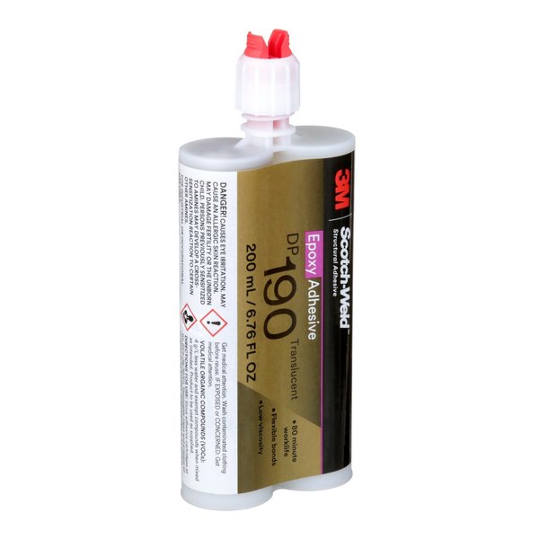 Epoxy Adhesive, DP190 Series, Clear, 1:01 Mix Ratio, 12 hr Functional Cure, Dual-Cartridge