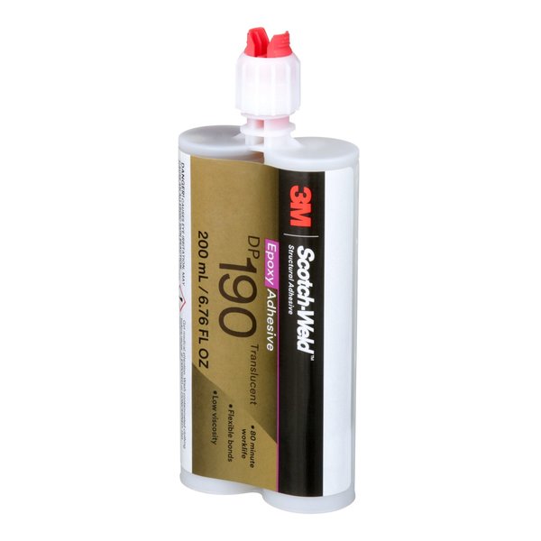 Epoxy Adhesive, DP190 Series, Clear, 1:01 Mix Ratio, 12 hr Functional Cure, Dual-Cartridge