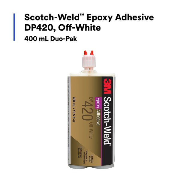 Epoxy Adhesive, DP420 Series, Off-White, 2:01 Mix Ratio, 2 hr Functional Cure, Dual-Cartridge